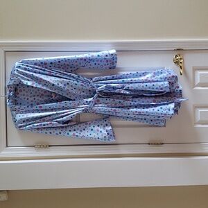 Chanteuse Silky Nightgown & Robe Set, Light Blue w/ Multi-Colored Polka Dots 1X